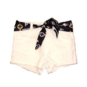 Toddler’s White Denim Shorts W/ Lock & Key Belt